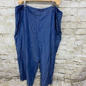 Kaari Blue Lyocell Wide Leg Capris